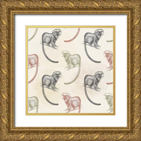 Monkey Around Gold Ornate Wood Framed Art Print with Double Matting by Allen, Kimberly