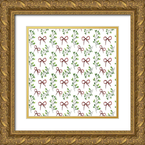Gnome Wreath Pattern 2 Gold Ornate Wood Framed Art Print with Double Matting by Allen, Kimberly