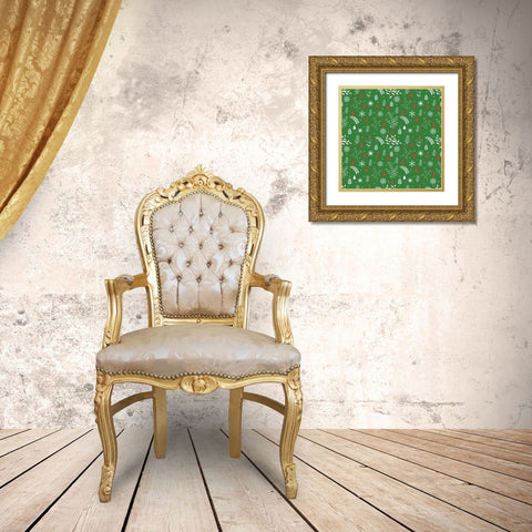 Gnome Wreath Pattern 3 Gold Ornate Wood Framed Art Print with Double Matting by Allen, Kimberly