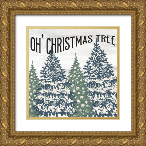 Oh Christmas Tree V2 Gold Ornate Wood Framed Art Print with Double Matting by Allen, Kimberly