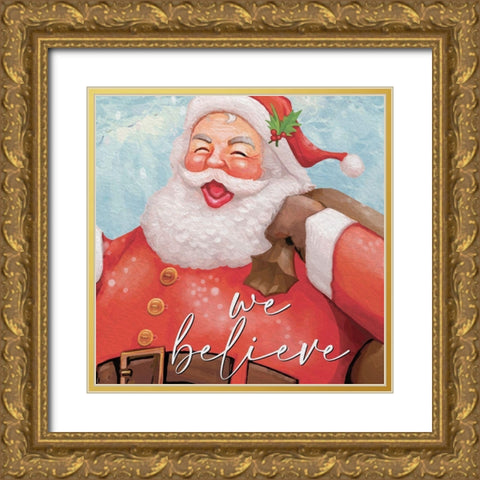We Believe Santa Gold Ornate Wood Framed Art Print with Double Matting by Allen, Kimberly