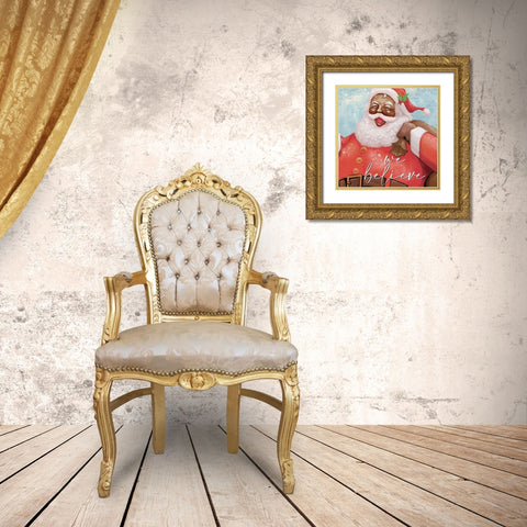 We Believe Santa v2 Gold Ornate Wood Framed Art Print with Double Matting by Allen, Kimberly