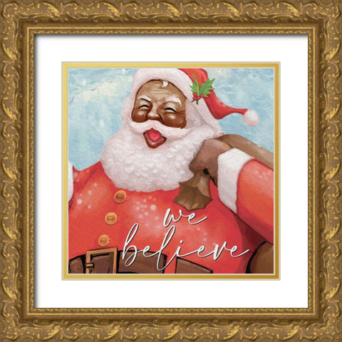 We Believe Santa v2 Gold Ornate Wood Framed Art Print with Double Matting by Allen, Kimberly