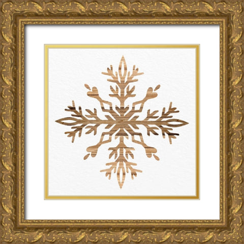 Wooden Snowflake 2 Gold Ornate Wood Framed Art Print with Double Matting by Allen, Kimberly
