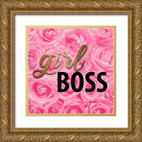 Girl Boss Lips 2 Gold Ornate Wood Framed Art Print with Double Matting by Allen, Kimberly