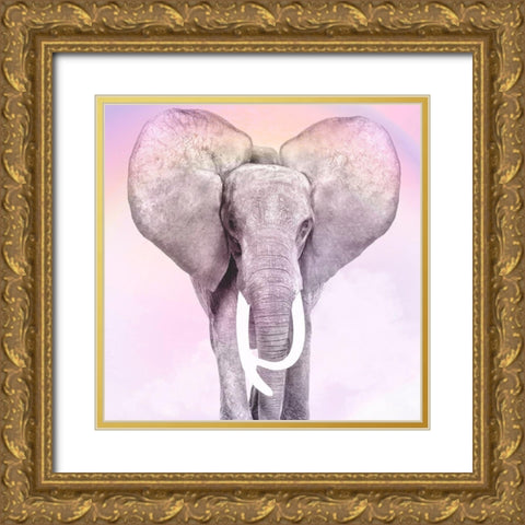 Pink Animals 2 Gold Ornate Wood Framed Art Print with Double Matting by Allen, Kimberly