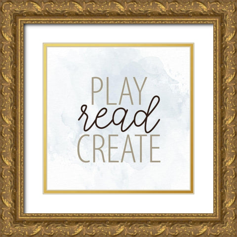Play Read 1 Gold Ornate Wood Framed Art Print with Double Matting by Allen, Kimberly