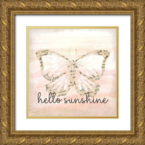 Hello Sunshine Butterfly Gold Ornate Wood Framed Art Print with Double Matting by Allen, Kimberly