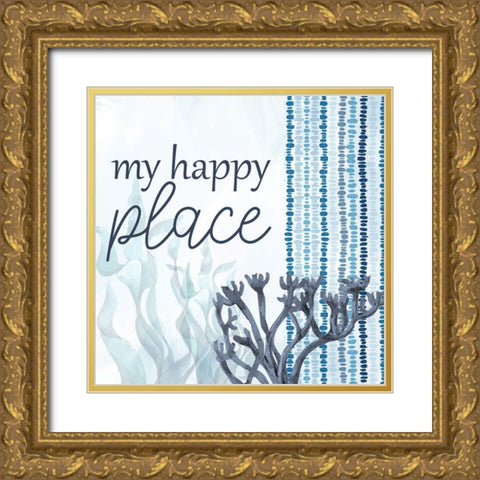 My Happy Place Gold Ornate Wood Framed Art Print with Double Matting by Allen, Kimberly