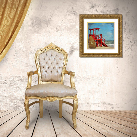 Lifeguard Station Gold Ornate Wood Framed Art Print with Double Matting by Allen, Kimberly