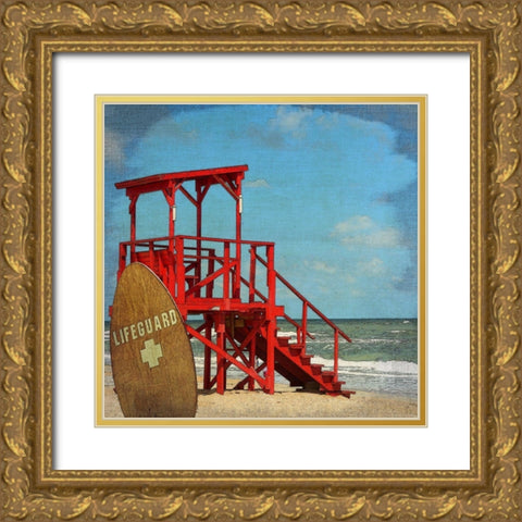 Lifeguard Station Gold Ornate Wood Framed Art Print with Double Matting by Allen, Kimberly