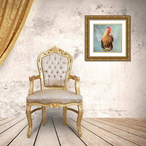 Rooster 2 Gold Ornate Wood Framed Art Print with Double Matting by Allen, Kimberly