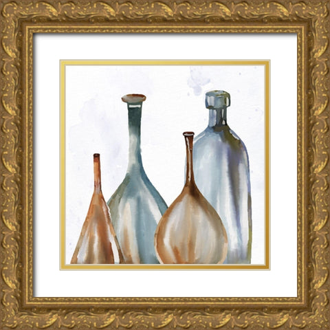 Vases Gold Ornate Wood Framed Art Print with Double Matting by Allen, Kimberly