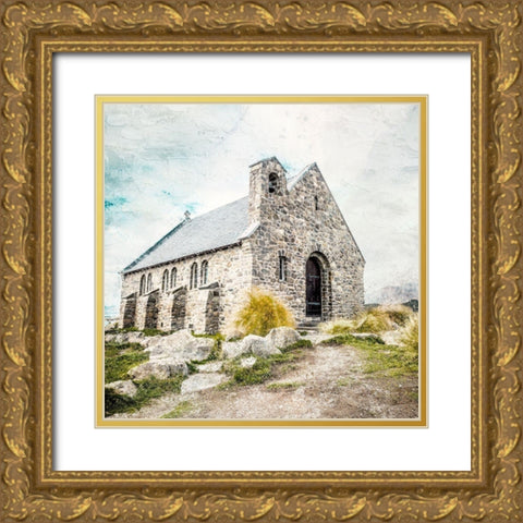 Stone Church Gold Ornate Wood Framed Art Print with Double Matting by Allen, Kimberly