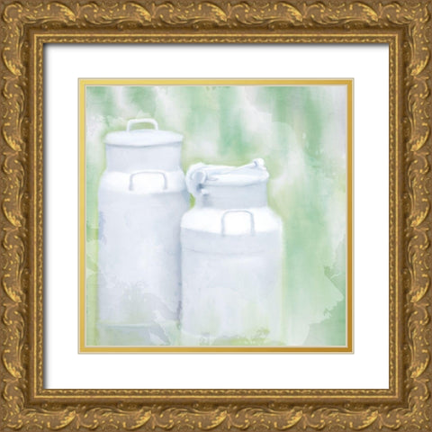 Milk Cans Gold Ornate Wood Framed Art Print with Double Matting by Allen, Kimberly