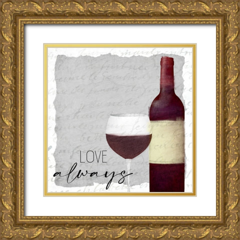 Good Times Wine 1 Gold Ornate Wood Framed Art Print with Double Matting by Allen, Kimberly