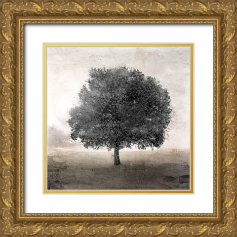 Tree Silhouette 2 Gold Ornate Wood Framed Art Print with Double Matting by Allen, Kimberly