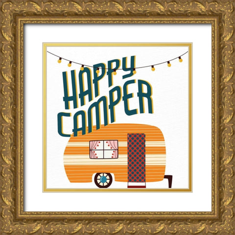 Happy Camper 1 Gold Ornate Wood Framed Art Print with Double Matting by Allen, Kimberly