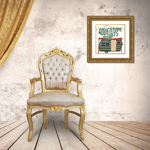 Happy Camper 2 Gold Ornate Wood Framed Art Print with Double Matting by Allen, Kimberly