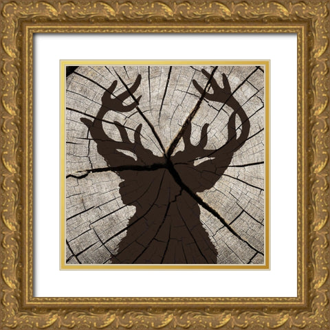 Woods Silhouette 1 Gold Ornate Wood Framed Art Print with Double Matting by Allen, Kimberly