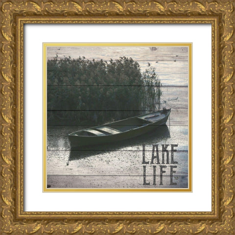 Lake Life Lake Canoe Gold Ornate Wood Framed Art Print with Double Matting by Allen, Kimberly