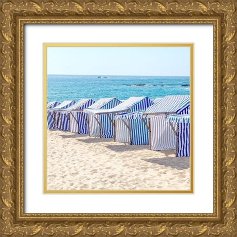Beach Stripes Gold Ornate Wood Framed Art Print with Double Matting by Allen, Kimberly
