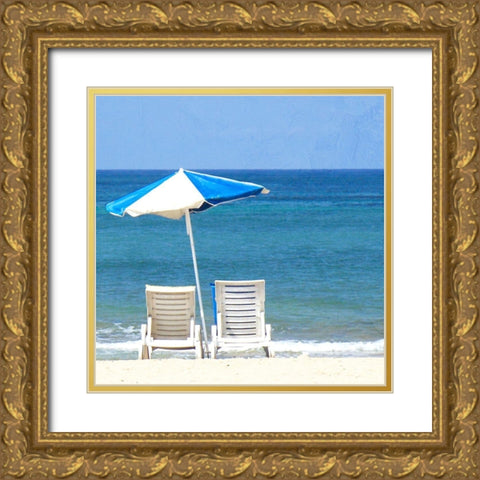Beach Stripes 2 Gold Ornate Wood Framed Art Print with Double Matting by Allen, Kimberly