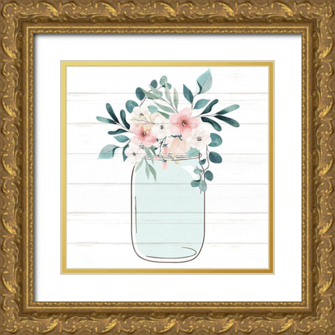 Floral Jar 1 Gold Ornate Wood Framed Art Print with Double Matting by Allen, Kimberly
