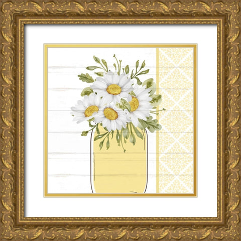 Mason Jar Floral 4 Gold Ornate Wood Framed Art Print with Double Matting by Allen, Kimberly