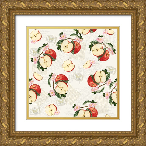 Apples 1 Gold Ornate Wood Framed Art Print with Double Matting by Allen, Kimberly