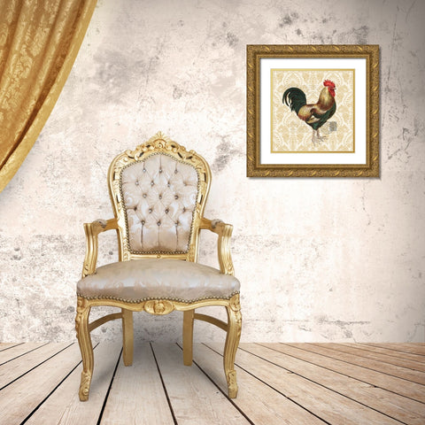 Rooster 2 Gold Ornate Wood Framed Art Print with Double Matting by Allen, Kimberly