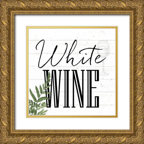 Wine Glass Ferns 2 Gold Ornate Wood Framed Art Print with Double Matting by Allen, Kimberly