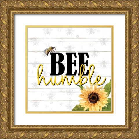 Bee 1 Gold Ornate Wood Framed Art Print with Double Matting by Allen, Kimberly