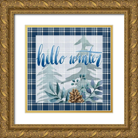 Hello Winter Gold Ornate Wood Framed Art Print with Double Matting by Allen, Kimberly