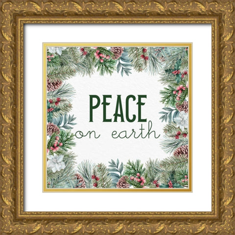 Peace on Earth Gold Ornate Wood Framed Art Print with Double Matting by Allen, Kimberly
