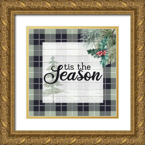 Tis the Season Gold Ornate Wood Framed Art Print with Double Matting by Allen, Kimberly