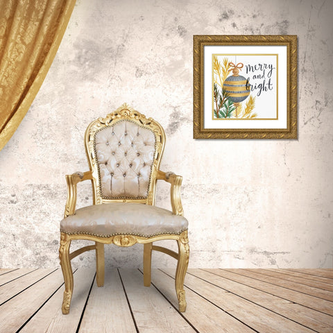 Merry and Bright Gold Ornate Wood Framed Art Print with Double Matting by Allen, Kimberly