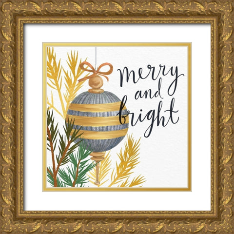 Merry and Bright Gold Ornate Wood Framed Art Print with Double Matting by Allen, Kimberly