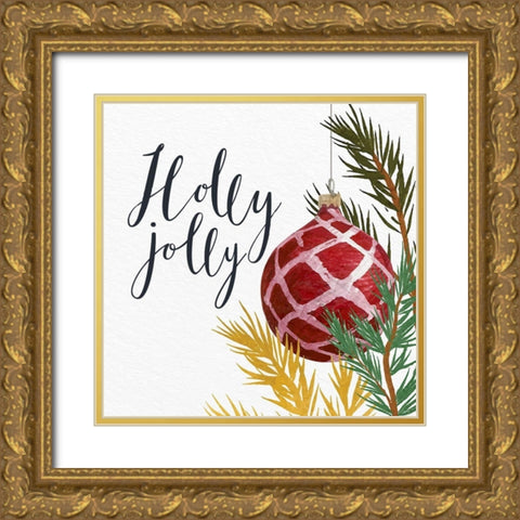 Holly Jolly Gold Ornate Wood Framed Art Print with Double Matting by Allen, Kimberly
