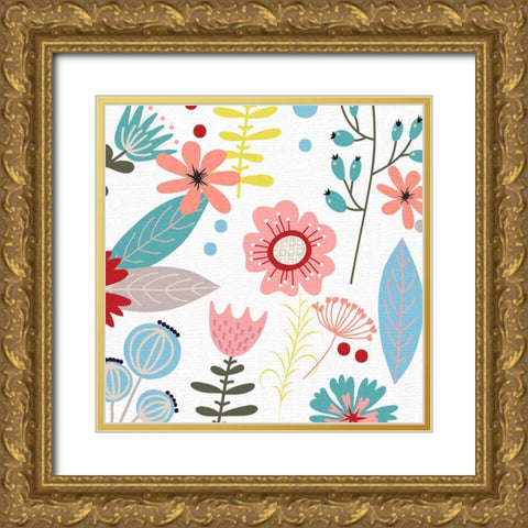 Summer Floral 1 Gold Ornate Wood Framed Art Print with Double Matting by Allen, Kimberly