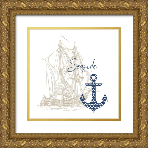Seaside 2 Gold Ornate Wood Framed Art Print with Double Matting by Allen, Kimberly
