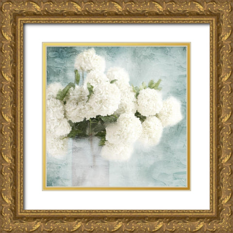 Hydrangeas Gold Ornate Wood Framed Art Print with Double Matting by Allen, Kimberly