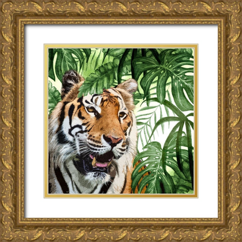 Jungle Eyes 1 Gold Ornate Wood Framed Art Print with Double Matting by Allen, Kimberly