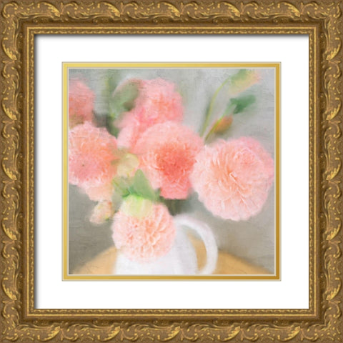 Pink Carnations Gold Ornate Wood Framed Art Print with Double Matting by Allen, Kimberly
