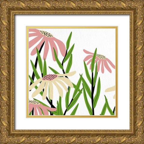 Daisies 1 Gold Ornate Wood Framed Art Print with Double Matting by Allen, Kimberly