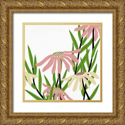 Daisies 2 Gold Ornate Wood Framed Art Print with Double Matting by Allen, Kimberly