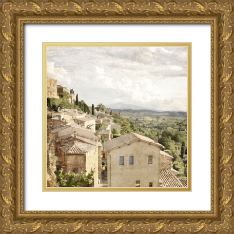 Tuscan Hillside Gold Ornate Wood Framed Art Print with Double Matting by Allen, Kimberly