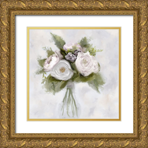 Peonies Gold Ornate Wood Framed Art Print with Double Matting by Allen, Kimberly