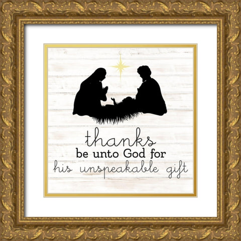 Thanks Be Unto Gold Ornate Wood Framed Art Print with Double Matting by Allen, Kimberly
