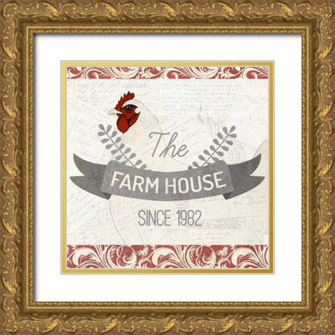 The Farm House Gold Ornate Wood Framed Art Print with Double Matting by Allen, Kimberly